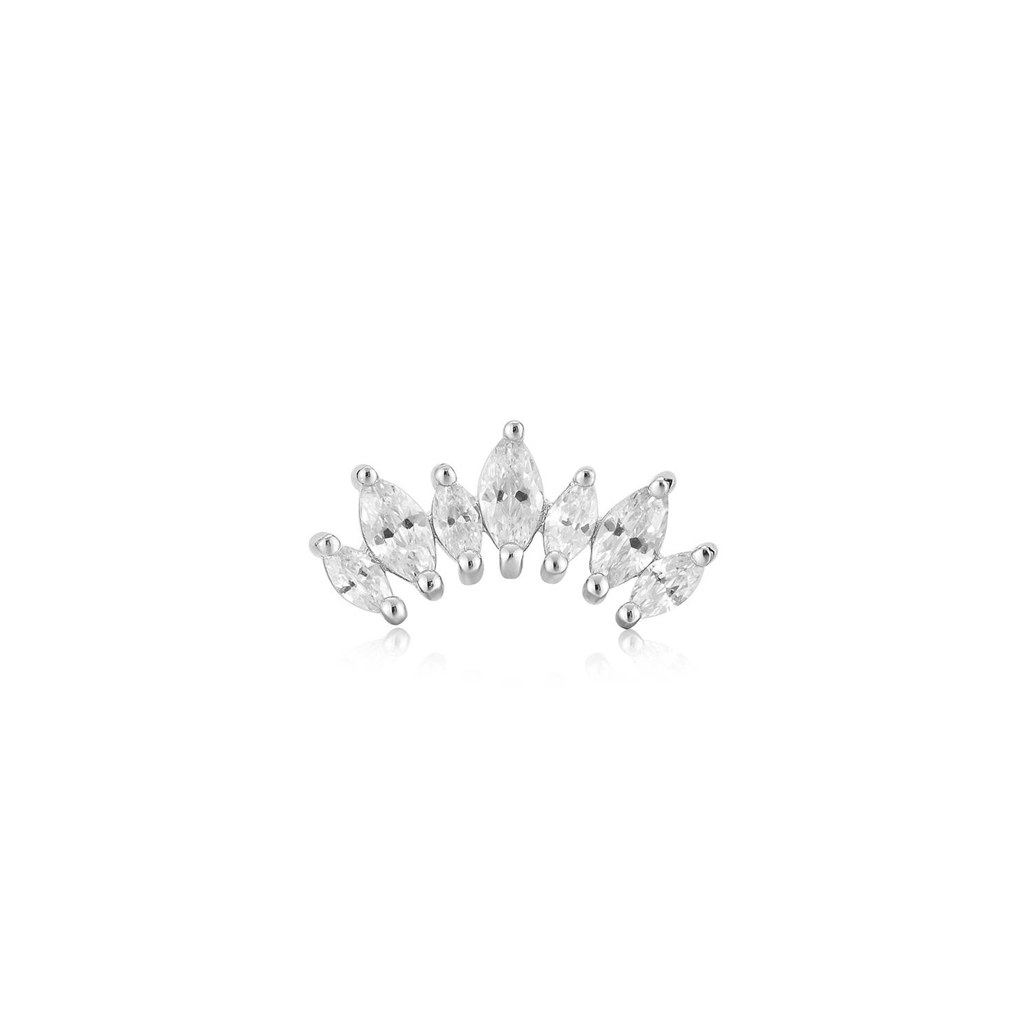  Ear Edit - Boucles d'oreilles à puces - Argent / Rhodié - Zircone